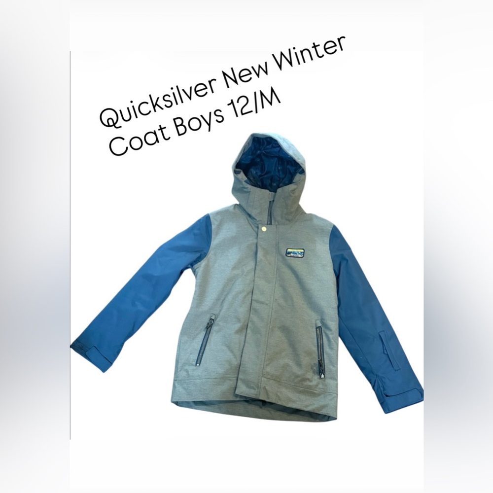 Quiksilver New Navy and Gray Hooded Jacket with Logo Patch
